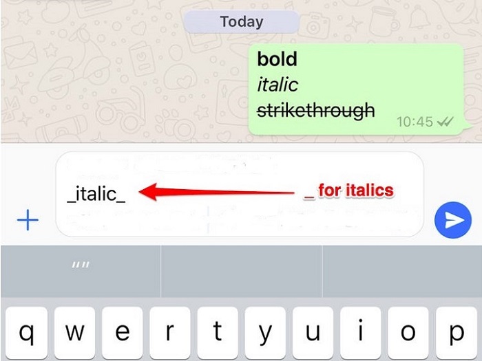 Italics in WhatsApp